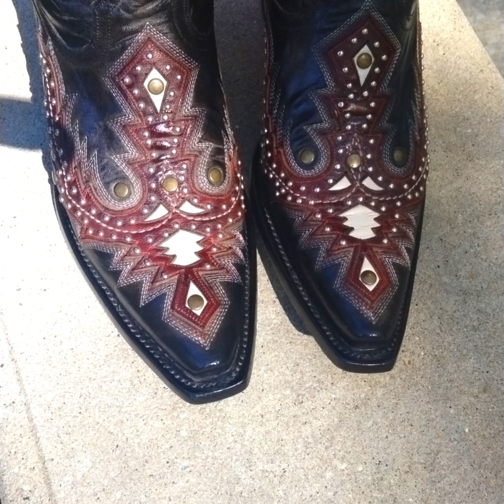 Corral boots black and red studded size 9 - Picture 3 of 13